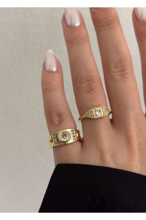 Heliophilia Silver Anillo de Latón Dorado con Recubrimiento de Laca
